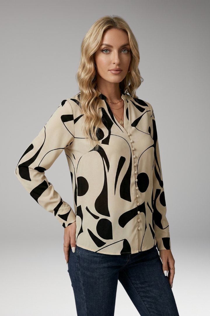 Women's Blouse with V-Neck and Button-Down Front 4