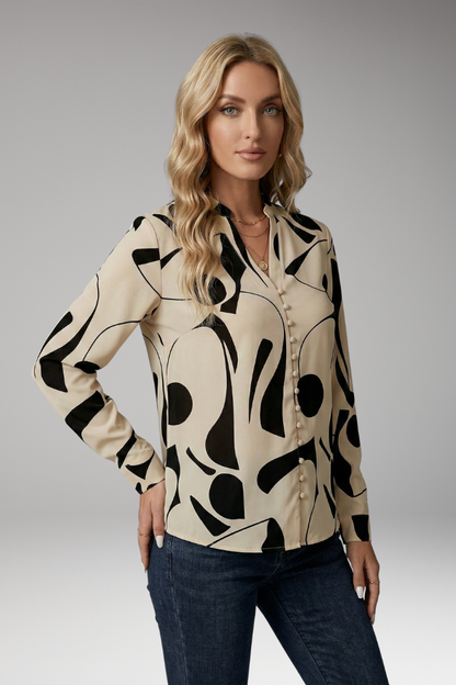 Women's Blouse with V-Neck and Button-Down Front 4