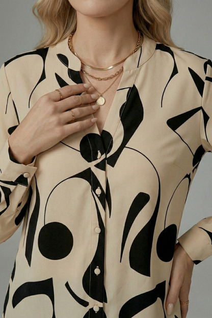 Women's Blouse with V-Neck and Button-Down Front 5