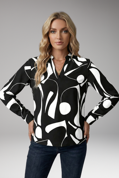 Women's Blouse with V-Neck and Button-Down Front 6