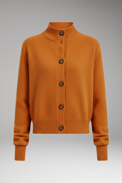 Women's Cardigan with High Neckline and Button Closure 1