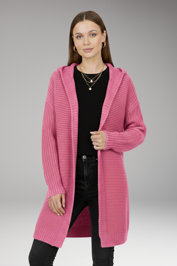 Women's Cardigan with Hood and Textured Knit 7