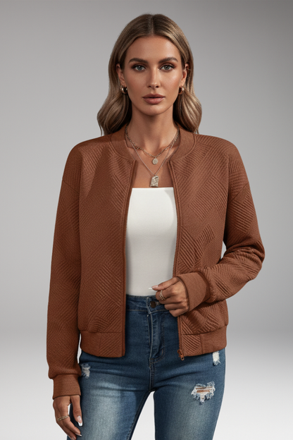 Women's Cardigan with Zip Closure and Ribbed Hem 2