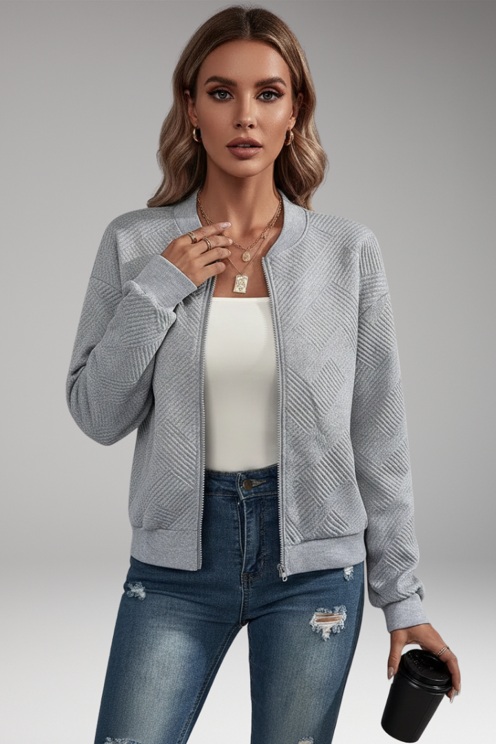 Women's Cardigan with Zip Closure and Ribbed Hem 9