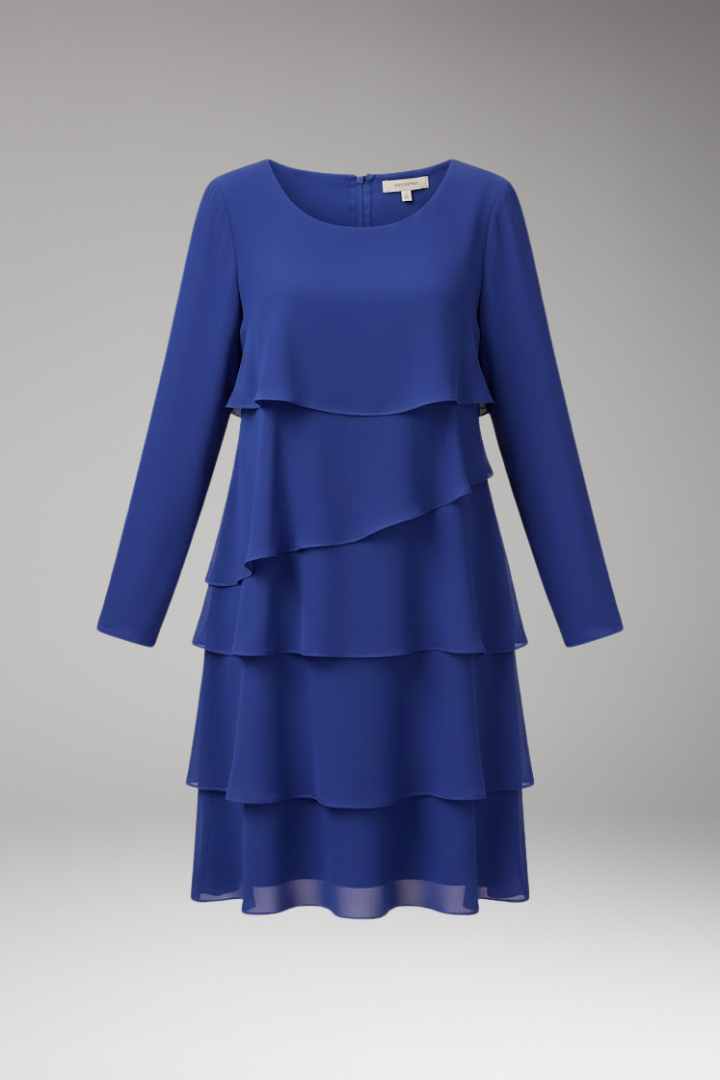Women's Dress with Layered Design and Long Sleeves 1