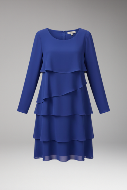 Women's Dress with Layered Design and Long Sleeves 1