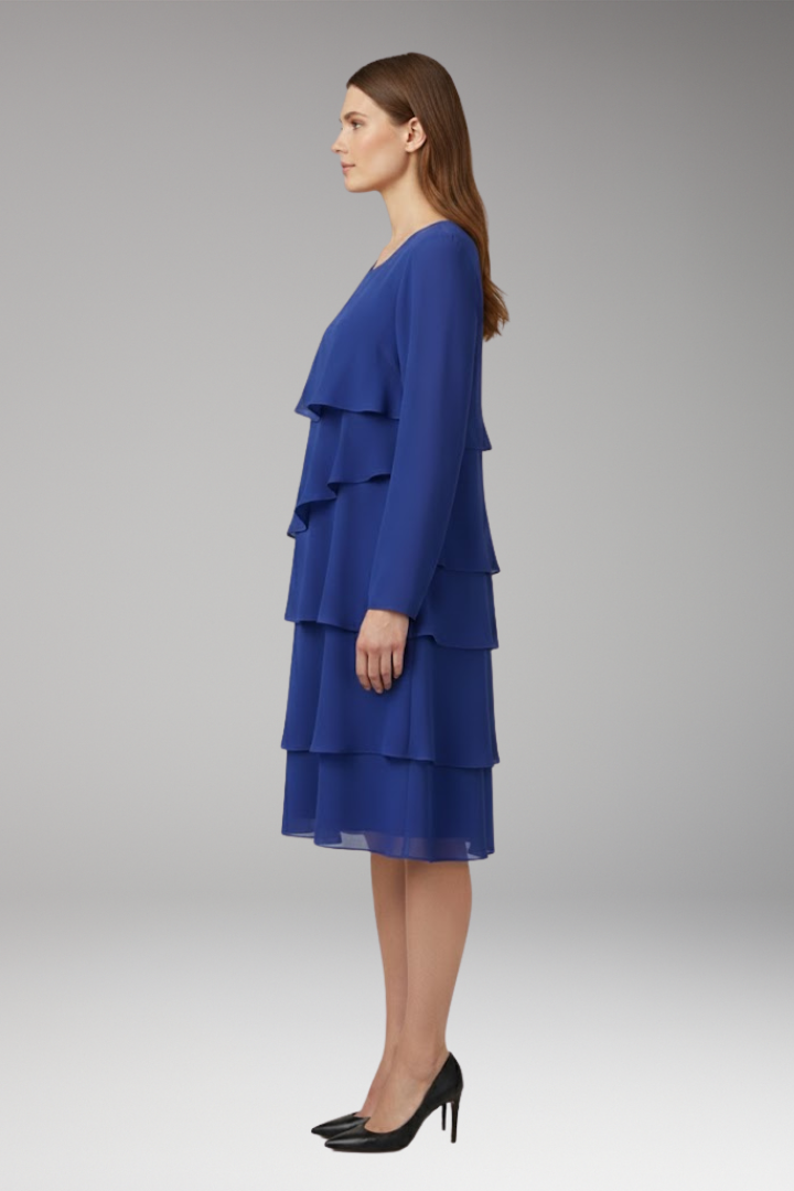 Women's Dress with Layered Design and Long Sleeves 2