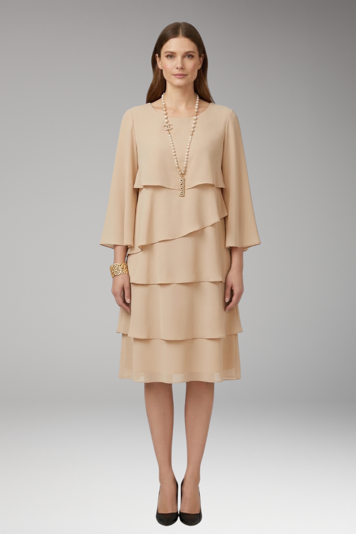 Women's Dress with Layered Design and Long Sleeves 7