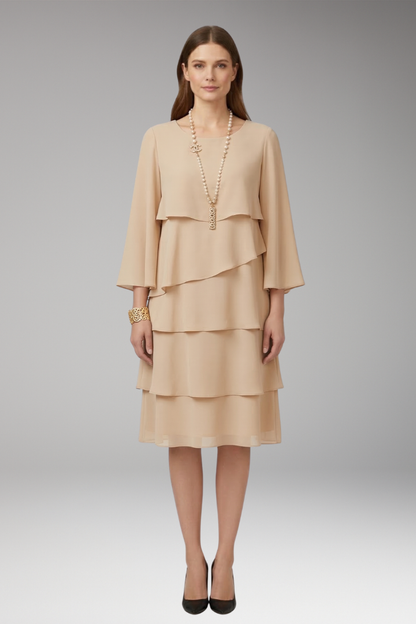 Women's Dress with Layered Design and Long Sleeves 7