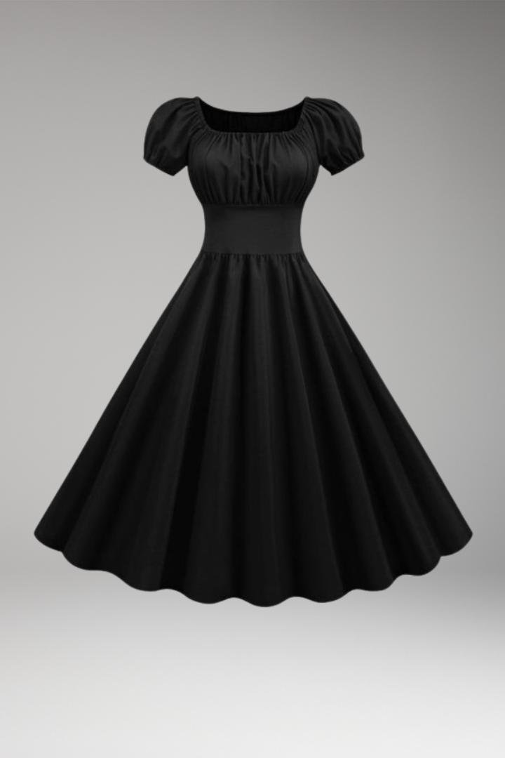 Women's Dress with Puff Sleeves and Waist Shaping 1