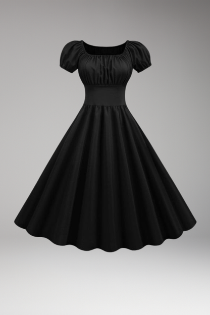 Women's Dress with Puff Sleeves and Waist Shaping 1