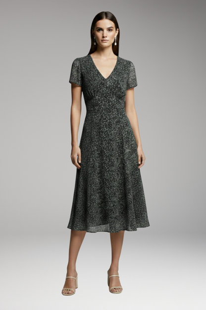 Women's Dress with V-Neck and Flowing Hem 10
