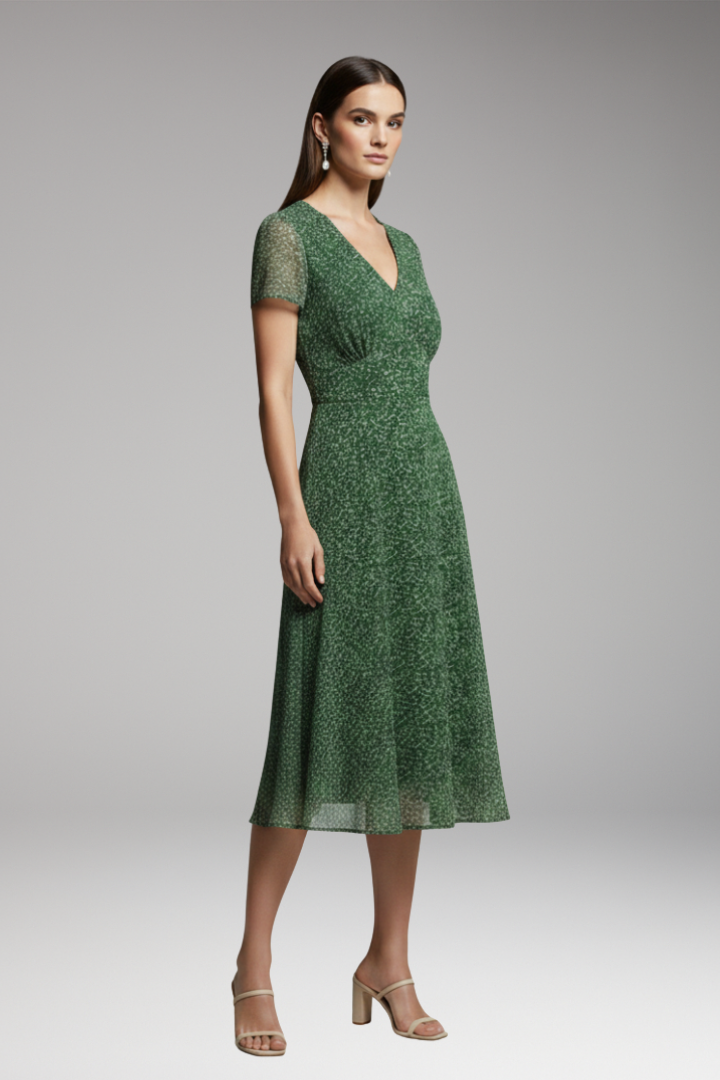 Women's Dress with V-Neck and Flowing Hem 2