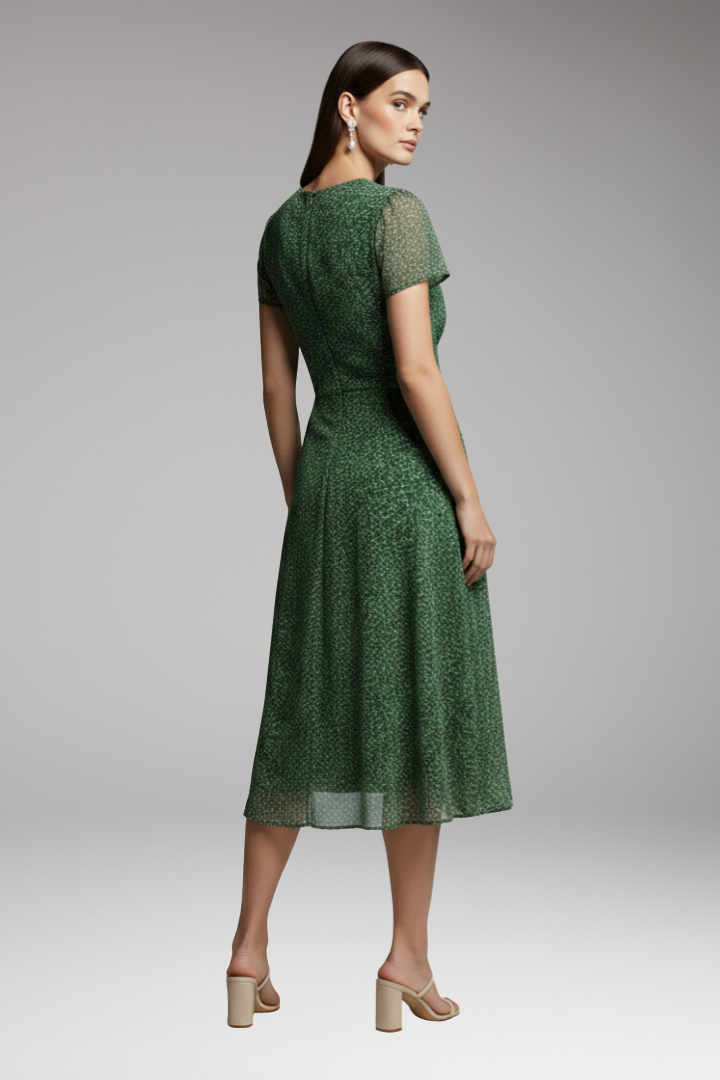 Women's Dress with V-Neck and Flowing Hem 3