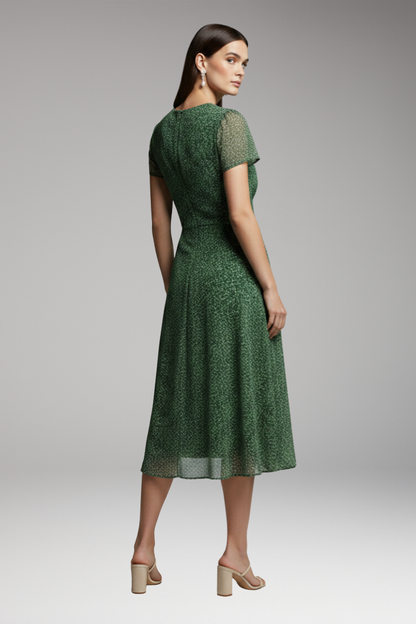 Women's Dress with V-Neck and Flowing Hem 3