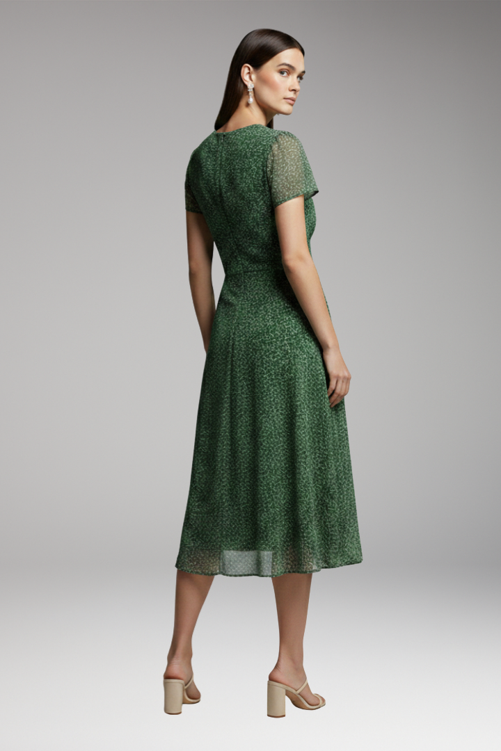 Women's Dress with V-Neck and Flowing Hem 4