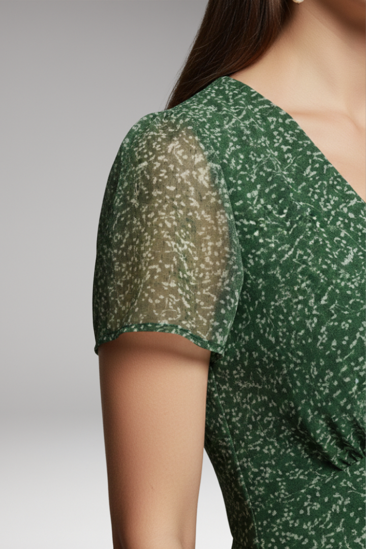 Women's Dress with V-Neck and Flowing Hem 6