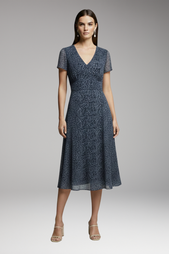 Women's Dress with V-Neck and Flowing Hem 8
