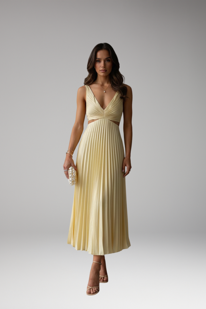 Women's Dress with V-Neckline and Pleated Skirt 5
