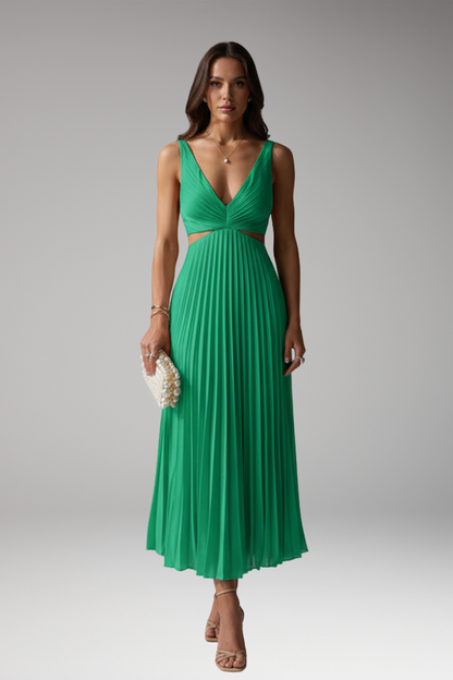 Women's Dress with V-Neckline and Pleated Skirt 6