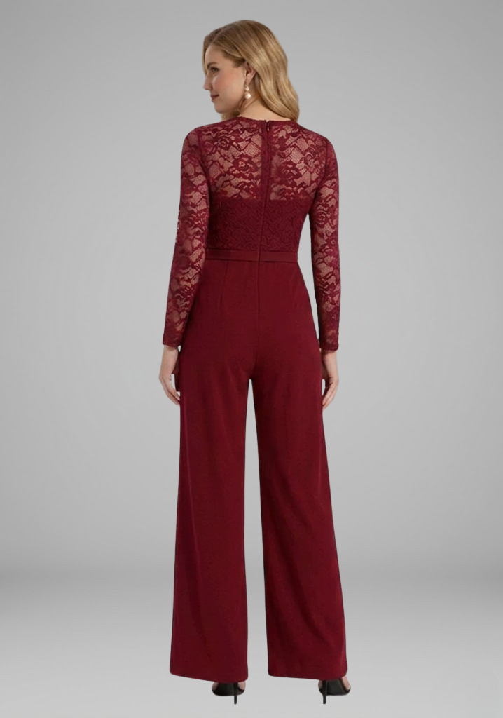 Women's Jumpsuit with Lace Sleeves and Wide Legs 4