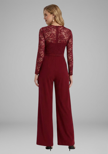 Women's Jumpsuit with Lace Sleeves and Wide Legs 4