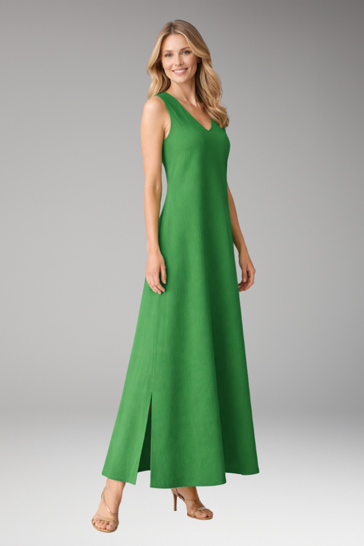 Women's Maxi Dress with Flowing V-Neckline for Summer 2