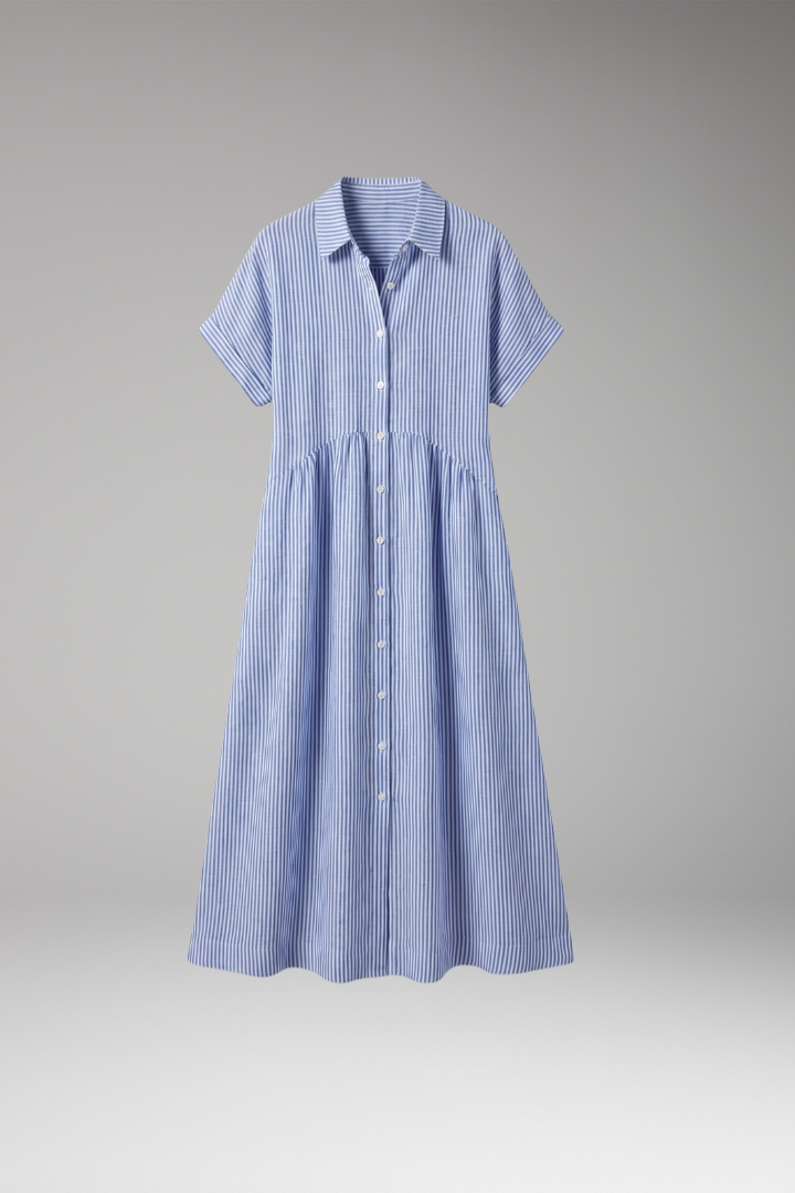 Women's Shirt Dress with Button Front and Side Pockets 1