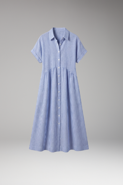 Women's Shirt Dress with Button Front and Side Pockets 1