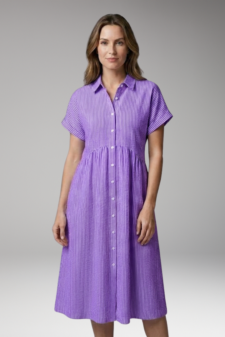Women's Shirt Dress with Button Front and Side Pockets 11