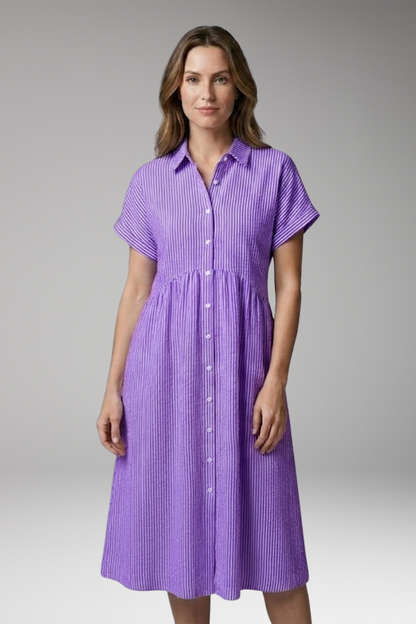 Women's Shirt Dress with Button Front and Side Pockets 11