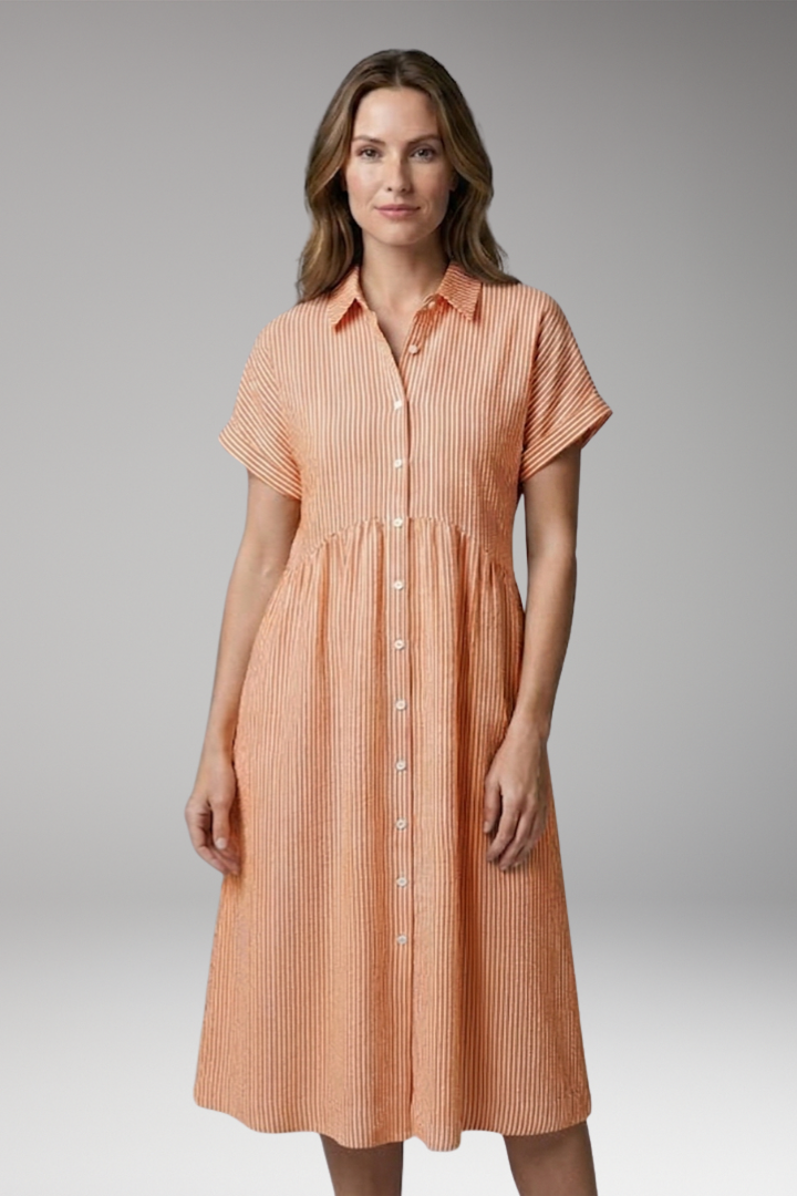Women's Shirt Dress with Button Front and Side Pockets 12
