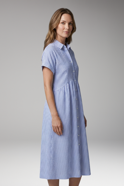 Women's Shirt Dress with Button Front and Side Pockets 3