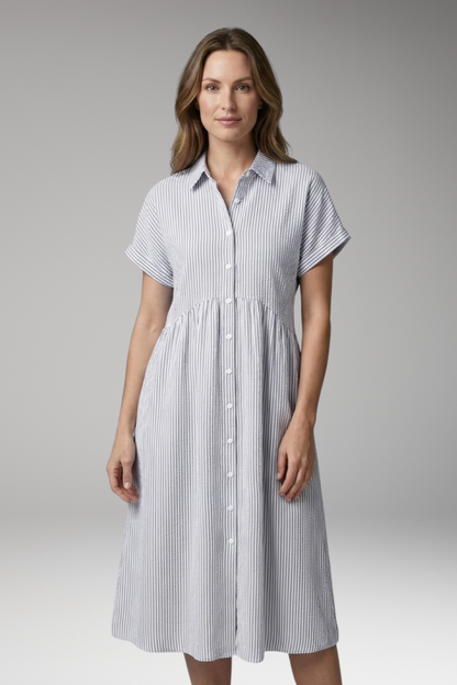 Women's Shirt Dress with Button Front and Side Pockets 5