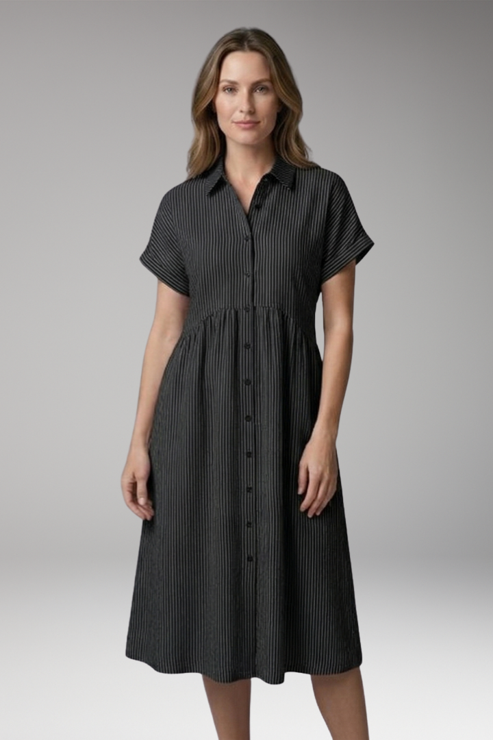 Women's Shirt Dress with Button Front and Side Pockets 6
