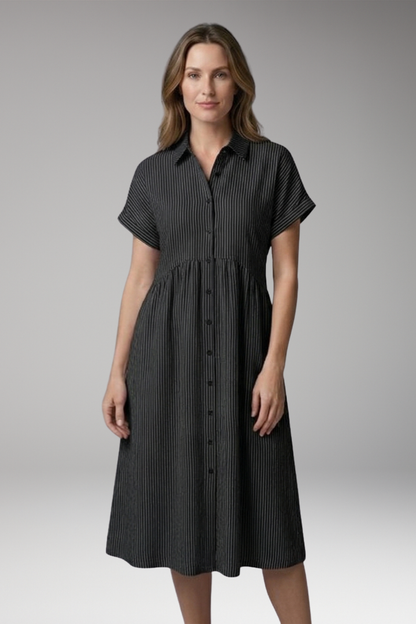 Women's Shirt Dress with Button Front and Side Pockets 6
