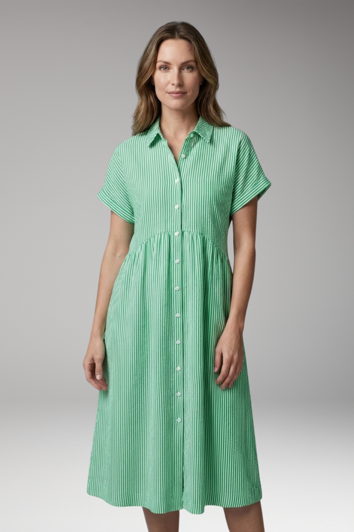 Women's Shirt Dress with Button Front and Side Pockets 7