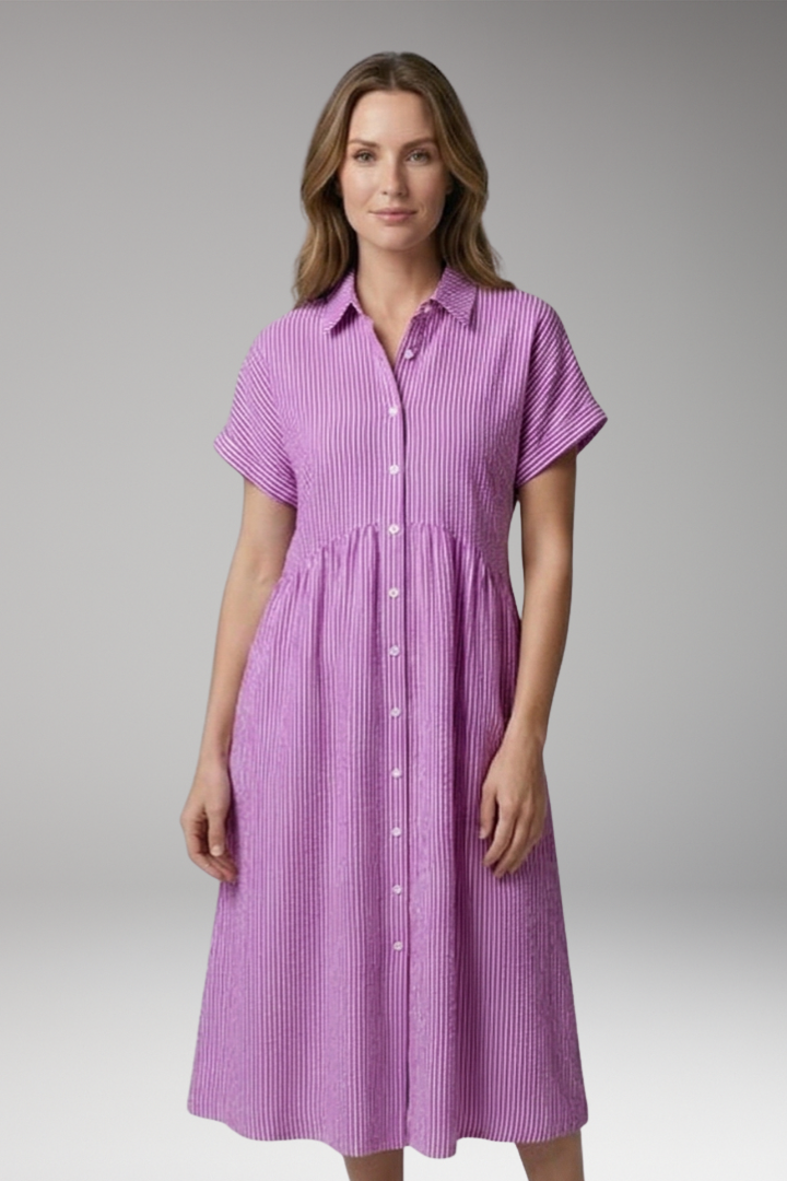 Women's Shirt Dress with Button Front and Side Pockets 8