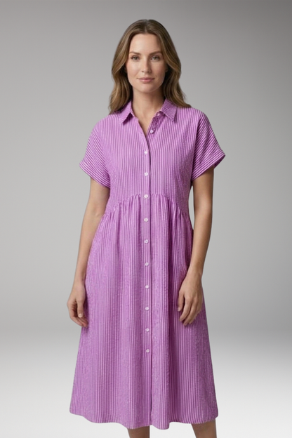 Women's Shirt Dress with Button Front and Side Pockets 8