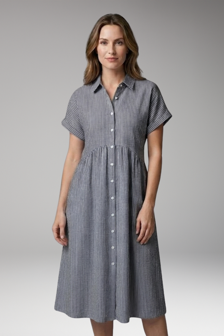 Women's Shirt Dress with Button Front and Side Pockets 9