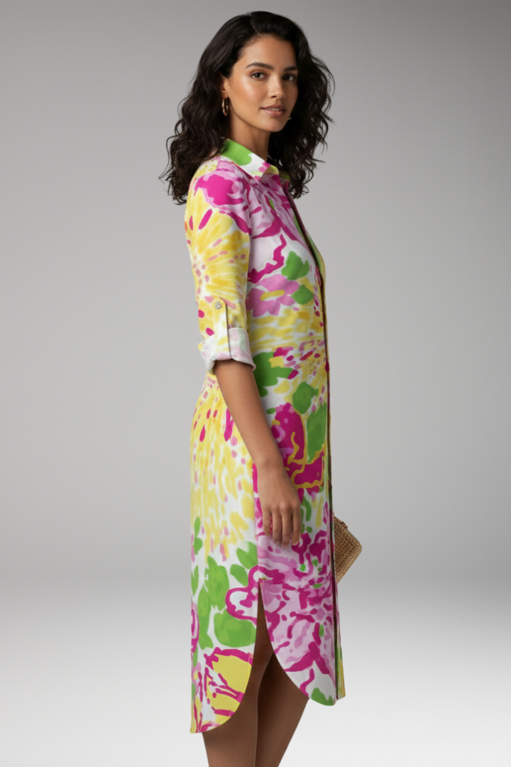 Women's Shirt Dress with Collar and Button Placket 4