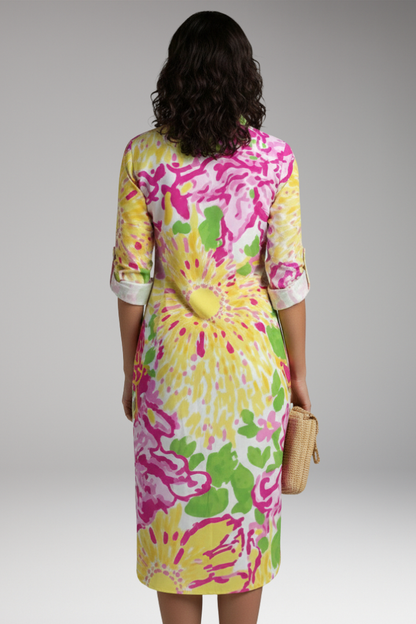 Women's Shirt Dress with Collar and Button Placket 5