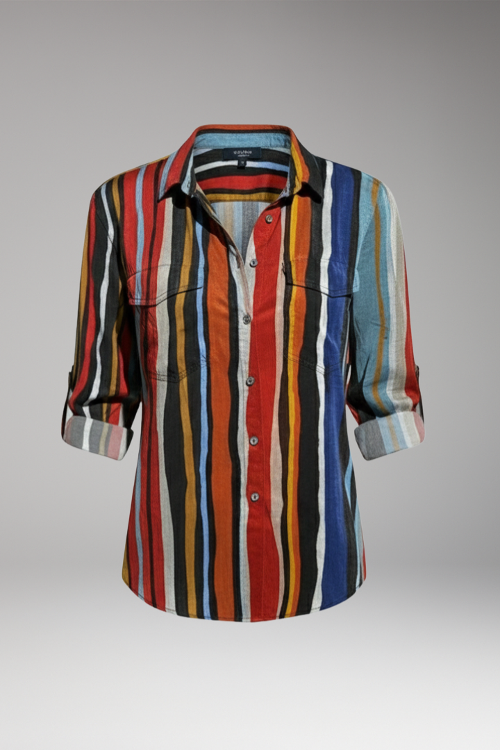 Women's Shirt with Button Front and Printed Pattern 1