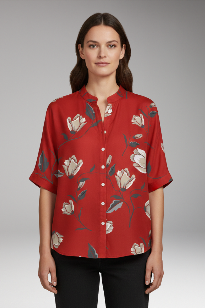 Women's Summer Blouse with Lightweight Fabric and Relaxed Fit 0