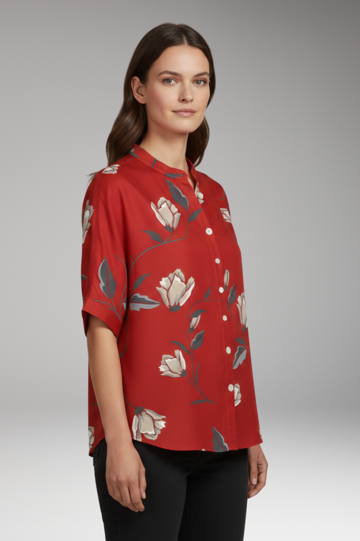 Women's Summer Blouse with Lightweight Fabric and Relaxed Fit 2