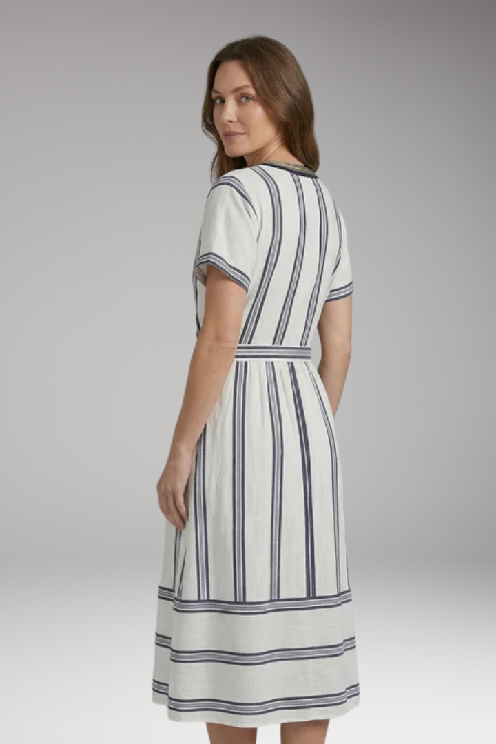 Women's Summer Dress with V'Neck and Striped Print 4