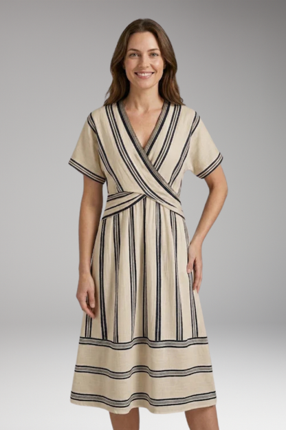 Women's Summer Dress with V'Neck and Striped Print 5