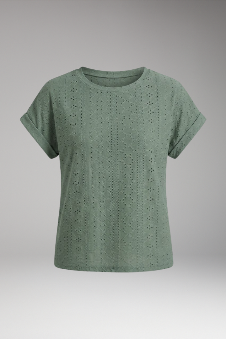 Women's Summer T-Shirt with Embroidered Texture and Loose Fit 1
