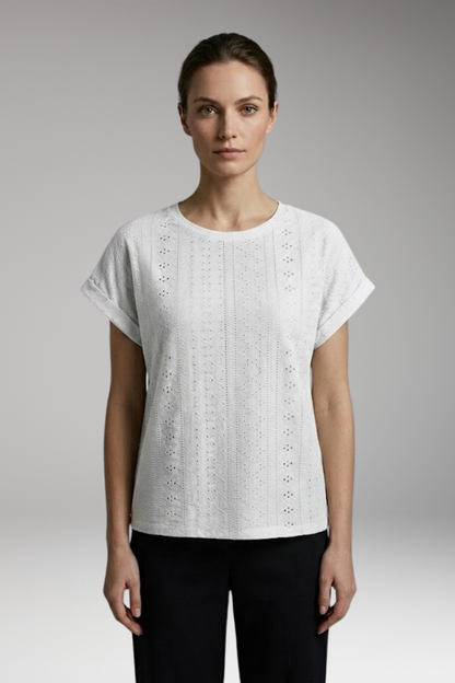Women's Summer T-Shirt with Embroidered Texture and Loose Fit 5