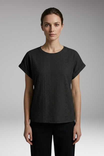Women's Summer T-Shirt with Embroidered Texture and Loose Fit 6